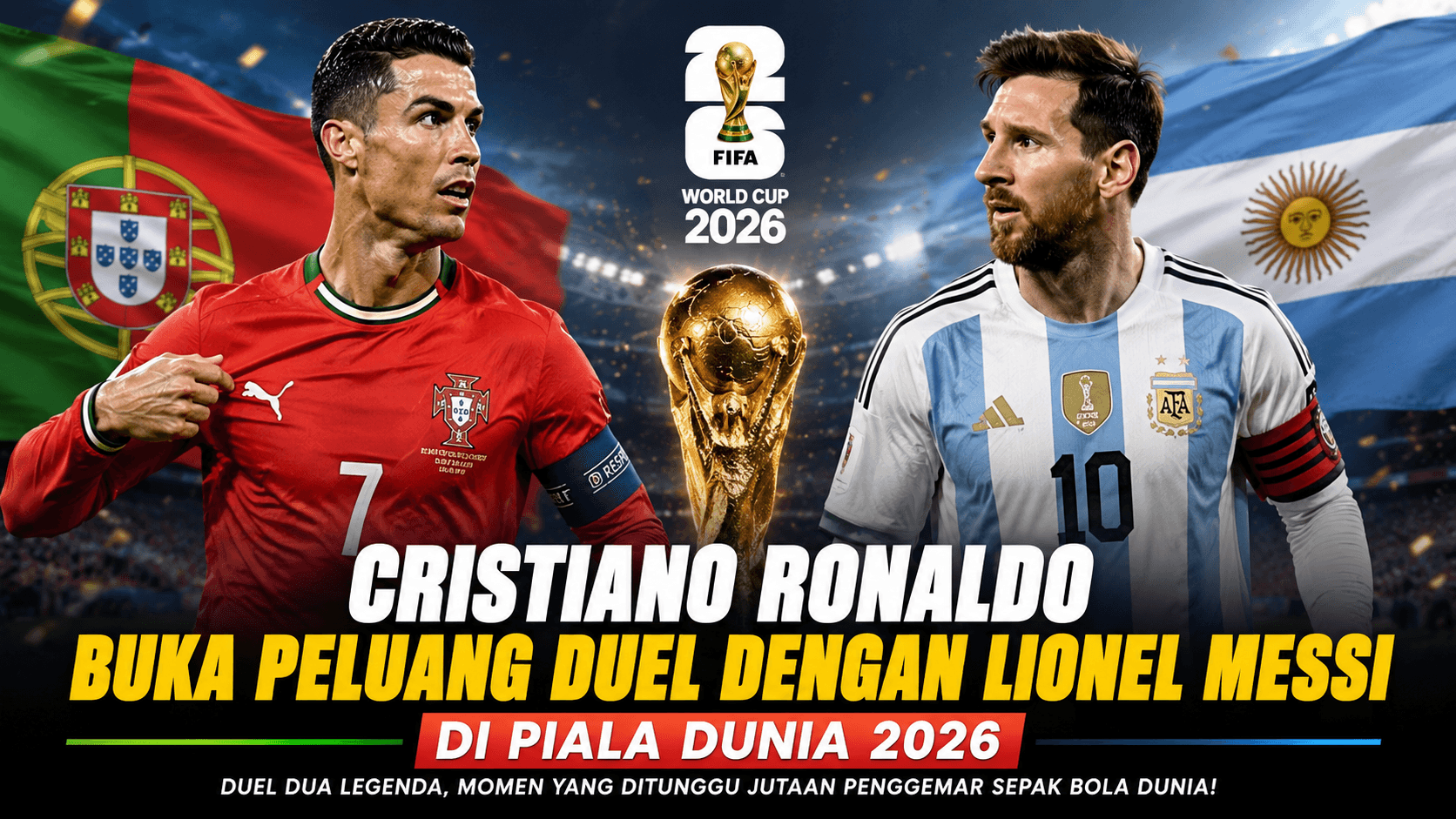 Cristiano Ronaldo Buka Peluang Duel Impian Melawan Lionel Messi di Piala Dunia 2026