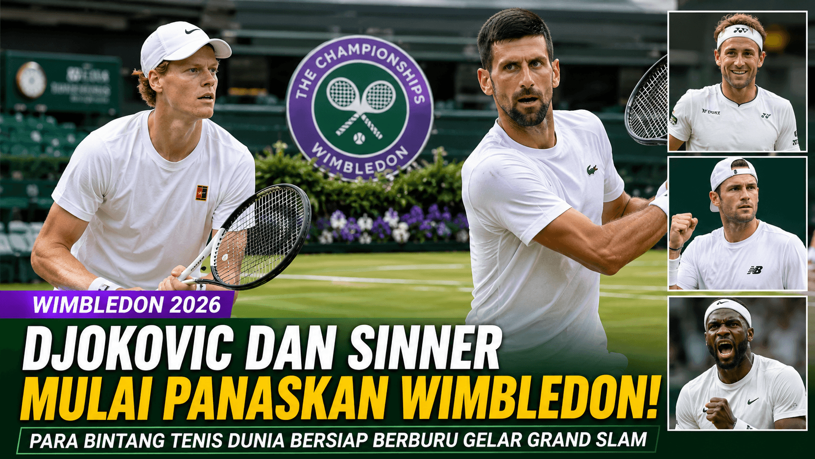 Djokovic dan Sinner Mulai Panaskan Wimbledon 2026, Bintang Tenis Dunia Bersiap Berburu Gelar